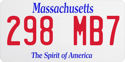 MA license plate 298MB7
