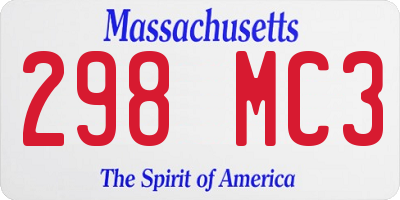 MA license plate 298MC3