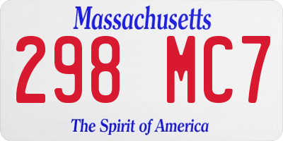 MA license plate 298MC7