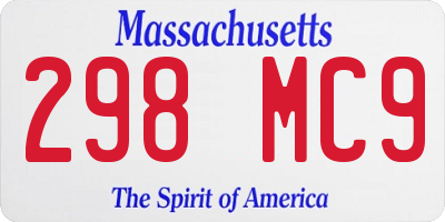 MA license plate 298MC9