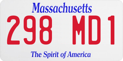 MA license plate 298MD1