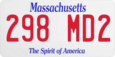 MA license plate 298MD2
