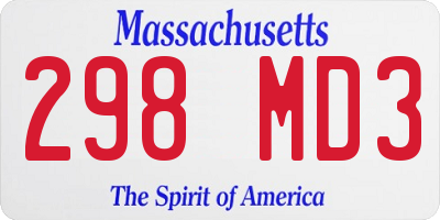 MA license plate 298MD3
