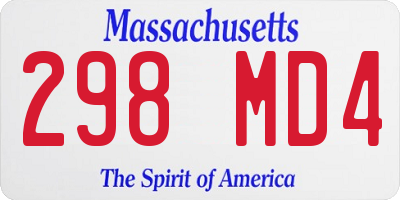 MA license plate 298MD4