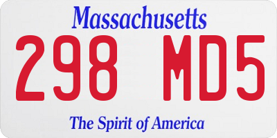 MA license plate 298MD5
