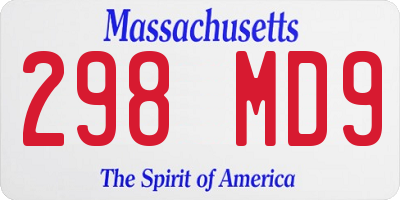 MA license plate 298MD9