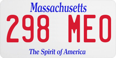 MA license plate 298ME0