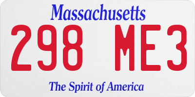 MA license plate 298ME3
