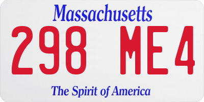 MA license plate 298ME4