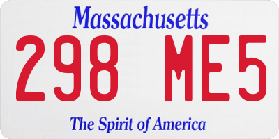 MA license plate 298ME5