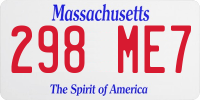 MA license plate 298ME7
