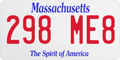 MA license plate 298ME8