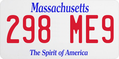 MA license plate 298ME9
