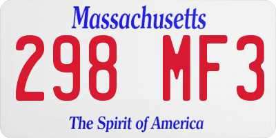 MA license plate 298MF3