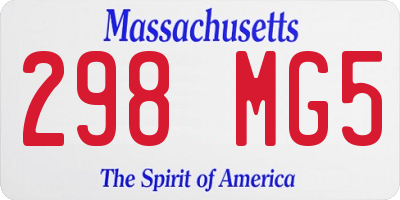 MA license plate 298MG5