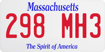 MA license plate 298MH3