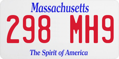 MA license plate 298MH9