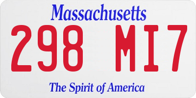 MA license plate 298MI7