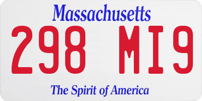 MA license plate 298MI9