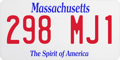 MA license plate 298MJ1