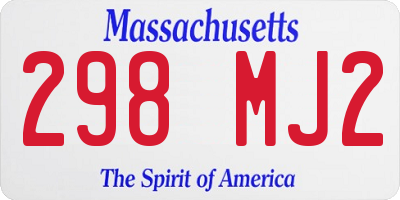 MA license plate 298MJ2