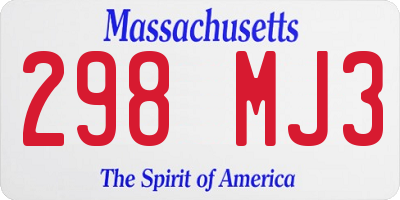 MA license plate 298MJ3