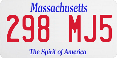 MA license plate 298MJ5