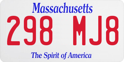 MA license plate 298MJ8