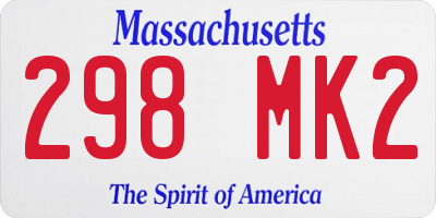 MA license plate 298MK2