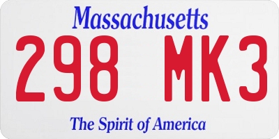 MA license plate 298MK3
