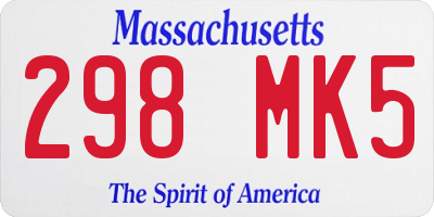 MA license plate 298MK5