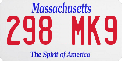 MA license plate 298MK9