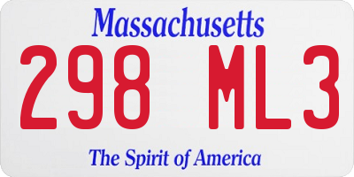 MA license plate 298ML3