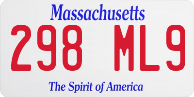 MA license plate 298ML9