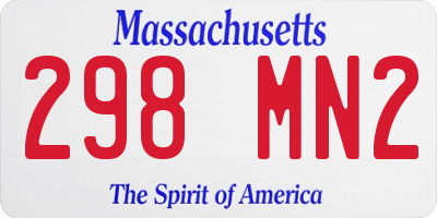 MA license plate 298MN2