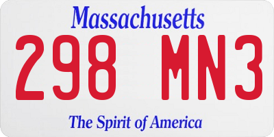 MA license plate 298MN3