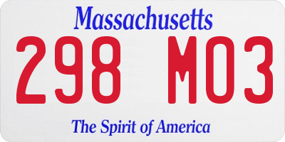 MA license plate 298MO3
