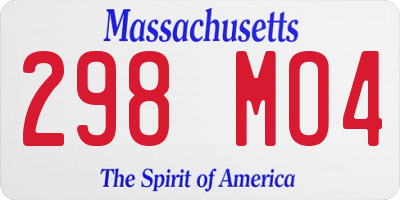 MA license plate 298MO4