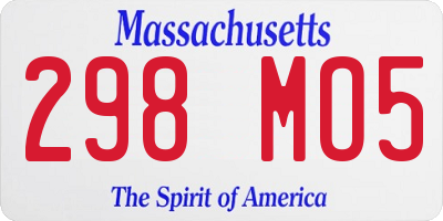 MA license plate 298MO5