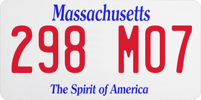 MA license plate 298MO7