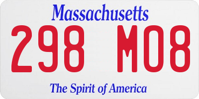 MA license plate 298MO8
