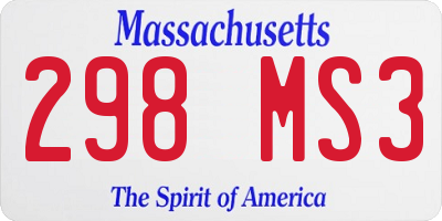 MA license plate 298MS3