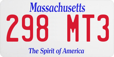 MA license plate 298MT3