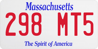 MA license plate 298MT5