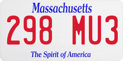 MA license plate 298MU3