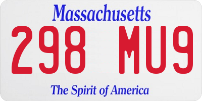 MA license plate 298MU9
