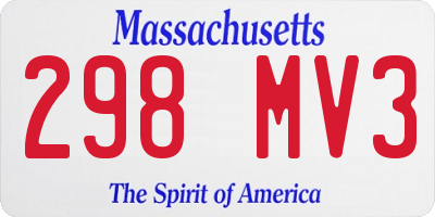 MA license plate 298MV3