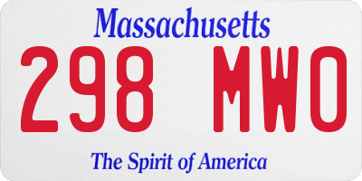 MA license plate 298MW0