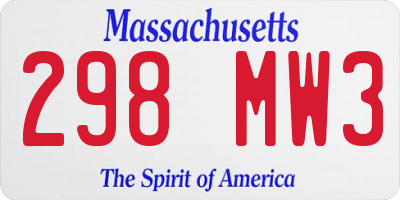 MA license plate 298MW3
