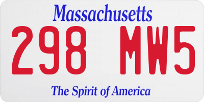 MA license plate 298MW5